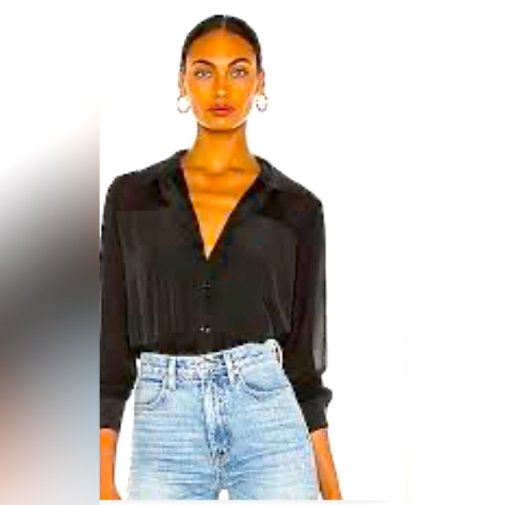 David Lerner Black Blouse w/ Tiger print